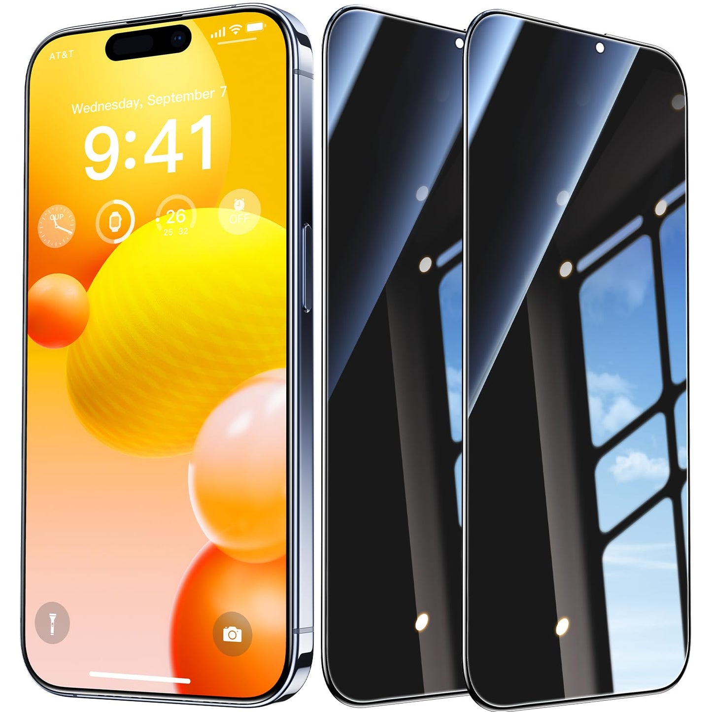 Opxyl 9H+ Glass for iPhone 15 Pro Privacy Screen Protector [Reliable 25° Privacy Protection][Mil-Grade Shatterproof Tempered Glass] Full Coverage Screen Protector for iPhone 15 Pro 2 Packs