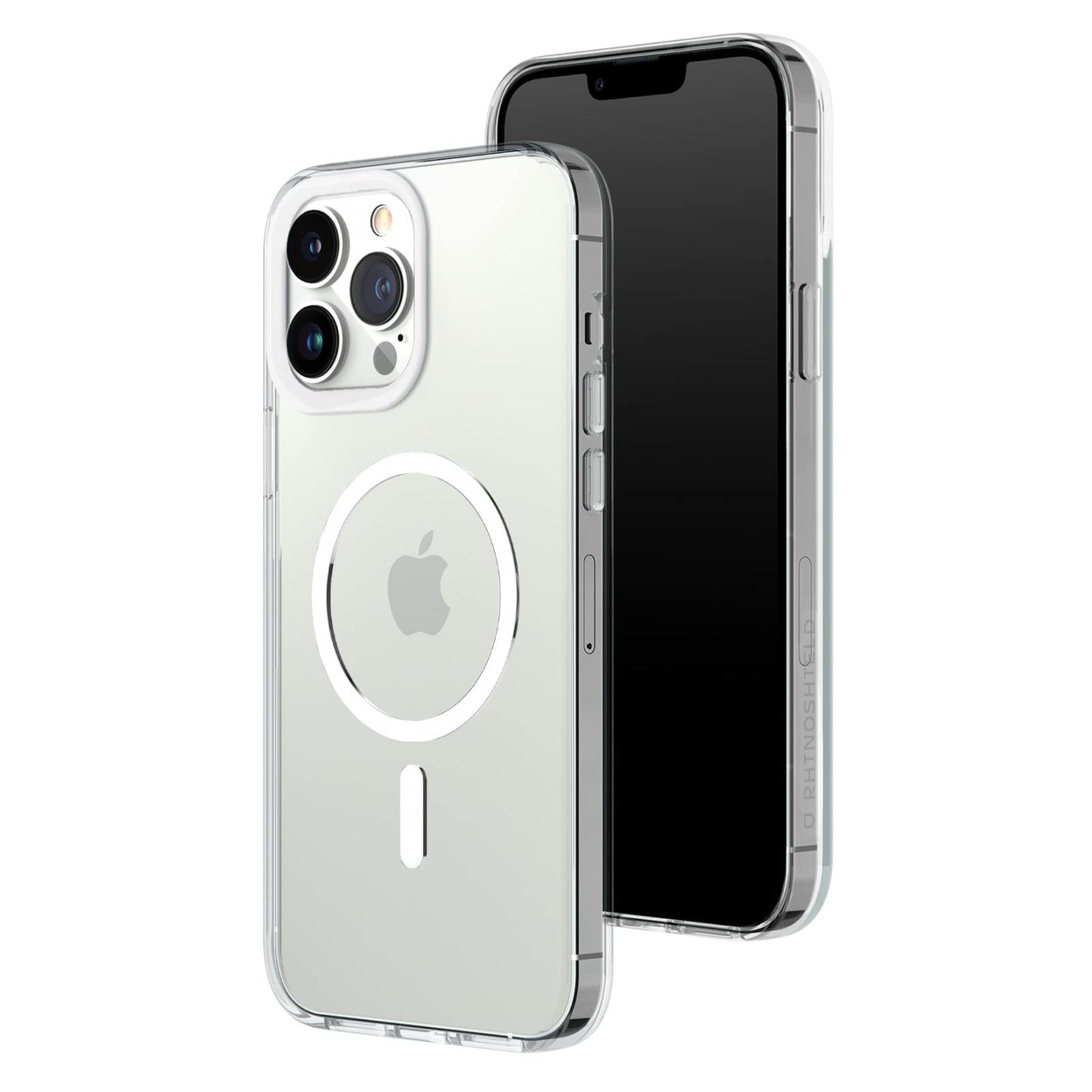 RHINOSHIELD Clear Case Compatible with Magsafe for iPhone 13 Pro Max | Superior magnetic Advanced Yellowing Resistance Crystal Clear Protective and Customizable Clear Phone Case - White Camera Ring